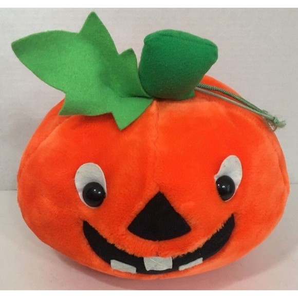America Wego Vintage Large Pumpkin Plush Halloween jack-o'-lantern 1991 - Picture 1 of 8